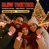 Bracelet lumineux LED de Noël en gros, Père Noël et rennes, clignotant, à pression, pour enfants, idéal pour les fêtes, qui brille dans le noir