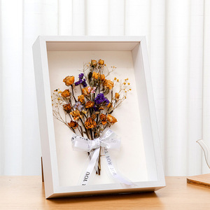 Boîte de cadre photo en bois profond blanc pour affichage de fleurs séchées spécimen de plante mémoire Photos mariage - Product Image 4
