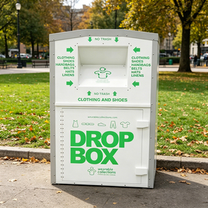 Outdoor Rectangular Standing Pressing Type Eco-Friendly Galvanized Steel Metal Clothing <strong>Donation</strong> Recycling Storage <strong>Bucket</strong> - Product Image 1