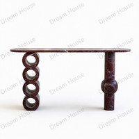 Table console sculpturale en marbre Dream Home, pieds creux sculptés, plateau ovale, pour entrée, couloir, villa, hall d'entrée