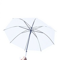Parapluie droit ultra-léger à long manche en POE et acier inoxydable, transparent, double usage pluie/soleil, logo personnalisé, pour adultes