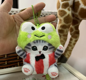 Porte-clés en peluche Kawaii, motifs Requin, Chat, Oeuf paresseux, <span class=keywords><strong>Fraise</strong></span>, <span class=keywords><strong>Prince</strong></span>, Grenouille aux grands yeux, Saumon, Lapin, en peluche douce, breloque <span class=keywords><strong>de</strong></span> sac, cadeau pour - Product Image 6