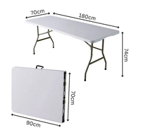 Table pliante rectangulaire en plastique blanc de qualité commerciale pour réception de mariage, capacité de 330 lb, 6 pieds