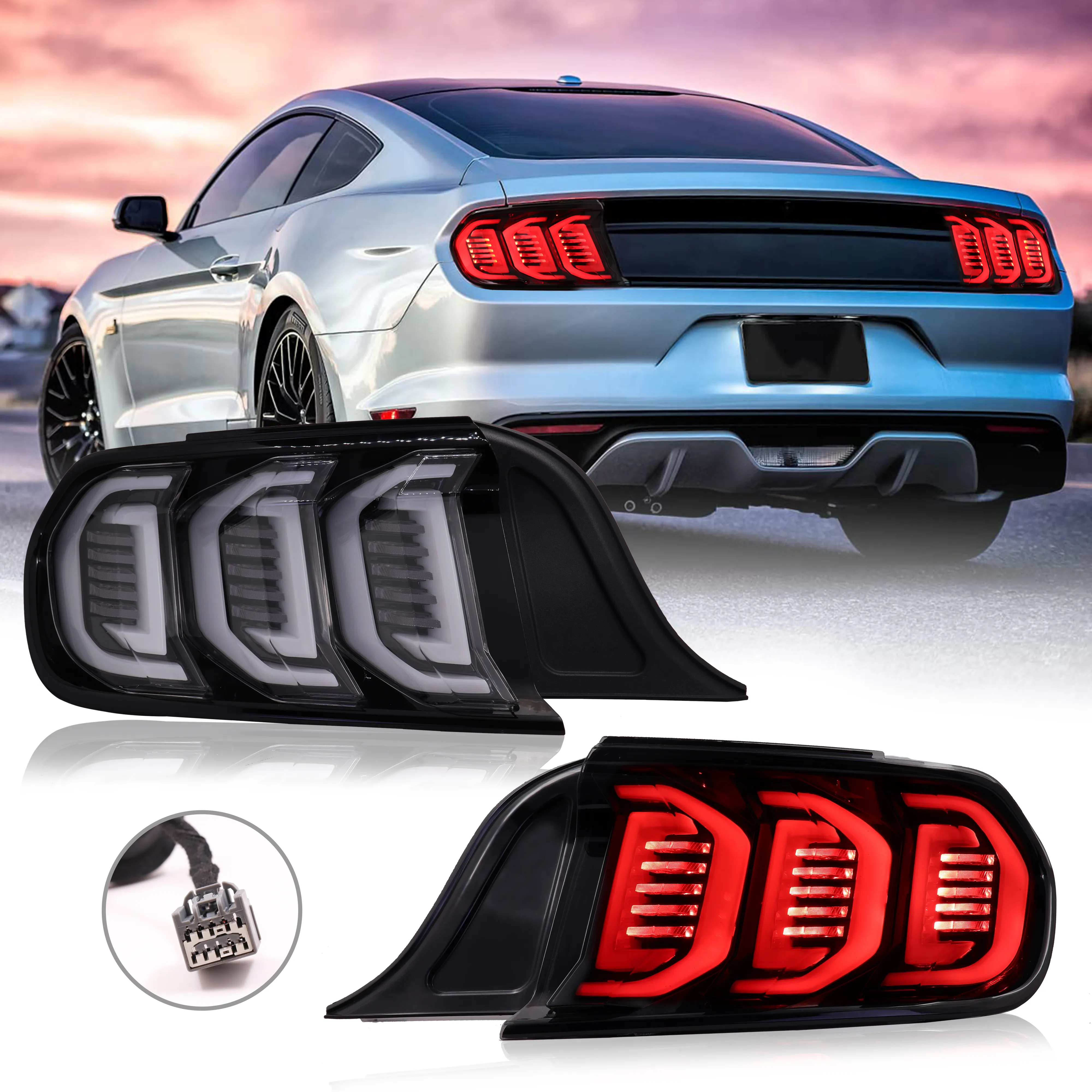 FARWIDE Smoke Clear Retrofit Tail Lamp Led Light Taililght For Ford Mustang 2015 2016 2017 2018 2019 2020 2021
