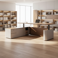 Chaise de bureau exécutive ergonomique moderne en forme de L, combinaison bureau en bois MDF avec rangement, logo personnalisé, hauteur réglable