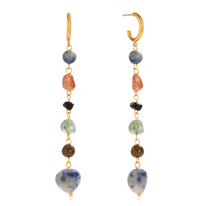 Pendientes colgantes con borlas de piedra natural y acero inoxidable 18K, joyería para uso diario para mujer - Product Image 5
