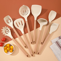 Ustensiles de cuisine : Ensemble de 8 pièces d'ustensiles de cuisson, spatule en silicone, cuillère de cuisine, spatule antiadhésive, racloir avec manche en plastique