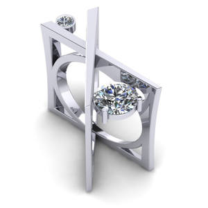 F359 แหวนเพชร ทองคำขาว เพชรทรงกลมเจียระไนแบบเหลี่ยมเพชรพลอย เครื่องประดับเพชรธรรมชาติสำหรับผู้หญิง สี D - Product Image 5