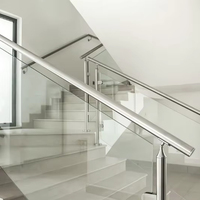 Balustre moderne en aluminium avec garde-corps en verre pour escalier, balcon, villa, terrasse