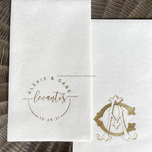 Luxury Custom Wedding <b>Napkins</b> 1 Ply Bag Soft Lint Free Virgin Pulp Fabric Feel Disposable 4 Fold Dinner <b>Napkins</b> Gold Foil Logo - Product Image 5