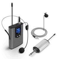Headset Nirkabel UHF Lavalier Mic Belt Pack Transmitter Mini Receiver untuk Pengajaran Vlog Siaran Langsung Rekaman Panggung Buatan Pabrik