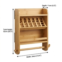 Organisateur mural 4-en-1 en bambou pour réfrigérateur, support à capsules de café à 4 niveaux, étagère à épices, porte-serviettes en papier, nouveau modèle professionnel