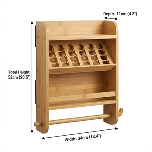Organisateur mural 4-en-1 en bambou pour réfrigérateur, support à capsules de café à 4 niveaux, étagère à épices, <span class=keywords><strong>porte</strong></span>-serviettes en papier, nouveau modèle professionnel - Product Image 3