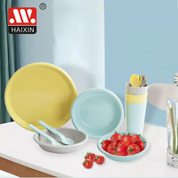 3 couleurs, vaisselle pour enfants, sans BPA, assiettes, bols, tasses, cuillères, 15 pièces, ensemble de vaisselle en plastique
