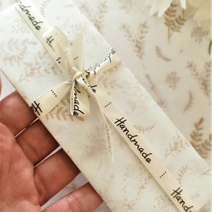 Minimalist White Wrapping <strong>Paper</strong> with <strong>Beige</strong> Botanical Plant Pattern for Handmade Gift Packaging and Elegant Crafts - Product Image 4