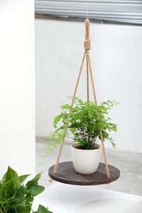 Étagère <span class=keywords><strong>suspendue</strong></span> pour plantes Offre Spéciale ronde <span class=keywords><strong>corde</strong></span> en bois <span class=keywords><strong>suspendue</strong></span> étagère flottante Vintage décor à la maison affichage jardinière support - Product Image 3