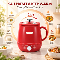 Marmite Électrique Multifonctionnelle Mini Hot Pot, Cuiseur à Soupe et à Riz, avec Cuve Intérieure Émaillée, Fonction Maintien au Chaud, Idéale pour Dortoir