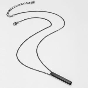 Heiße klassische Rechteck Anhänger Männer Edelstahl schwarze Farbe kubanische Kette Halskette für Männer Schmuck - Product Image 4