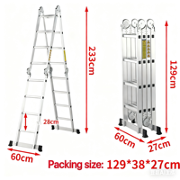 Échelle pliante multifonctionnelle en aluminium, grande et petite, à charnières, échelle télescopique pour l'escalade, vente chaude