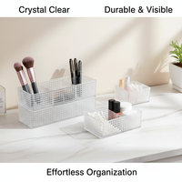 Caja de Almacenamiento de Cristal Transparente, Tamaños S y L, Multi-compartimentos, 100% PS, para Uso en el Hogar, Sala de Estar y Baño, Gran Venta