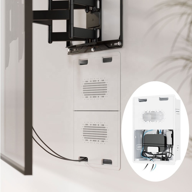 Large In-Wall Media Electrical Box WiFi Friendly Cable Management White TV Media Wall Mounted Box