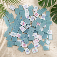 En stock : Ensemble de Mahjong américain de luxe en acrylique bleu sarcelle, tuiles translucides à motif papillon, Fan Winds, cadeau professionnel de boutique