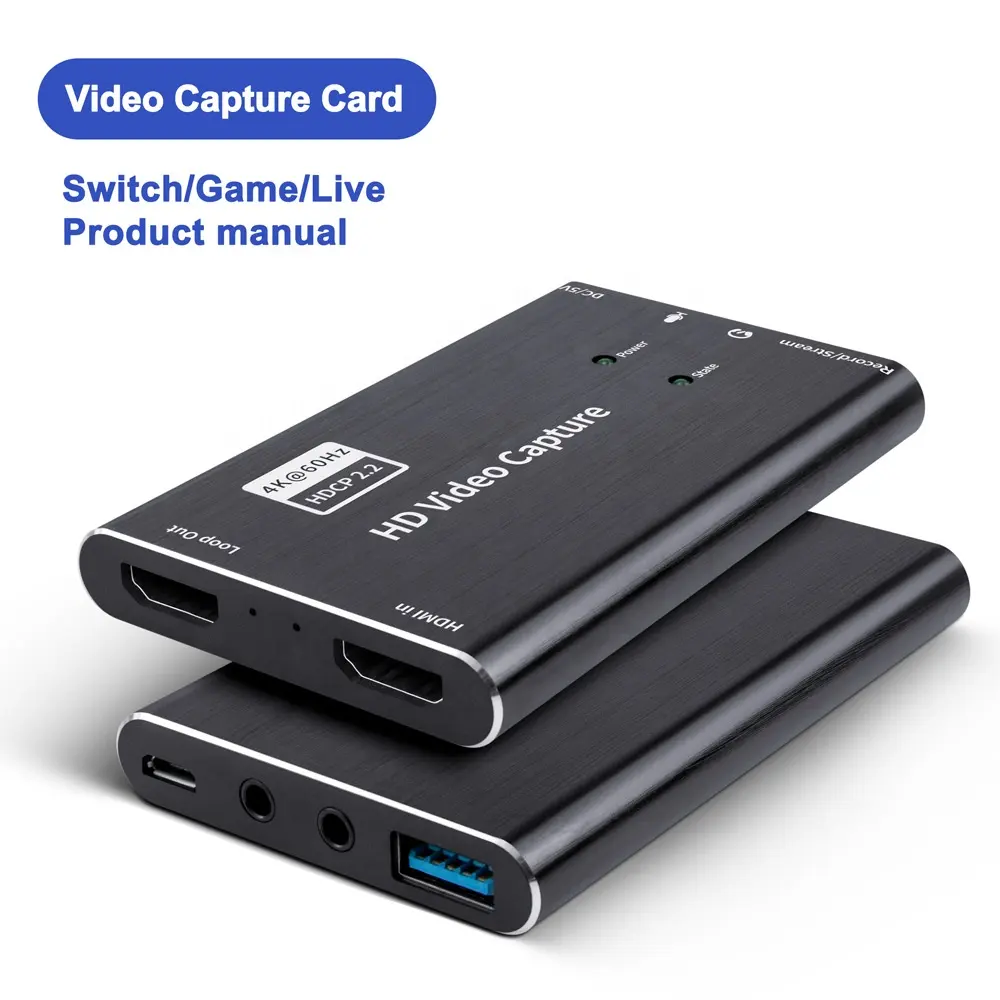 Kartu Penangkap Video HD 4K @ 60Hz untuk Switch Gaming Live Show untuk PS5 Proyektor Perekaman Video Input HDM Output USB3.0