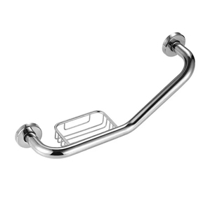 Barre d'appui murale en acier inoxydable avec porte-savon, antidérapante, chromée polie, main courante de sécurité pour salle de bain pour personnes âgées - Product Image 6