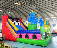 Toboggan aquatique gonflable avec piscine, logo personnalisé OEM, combo château gonflable, aire de jeux extérieure commerciale pour enfants, usine