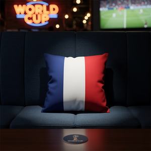 Housse de coussin en lin 18x18 pouces, motif drapeau de la Coupe du Monde, personnalisée, OEM, directement de l'usine, qualité supérieure, tendance et populaire pour les événements des fans. - Product Image 1