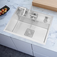 Évier de cuisine compact en acier inoxydable 304 avec couvercle dissimulé, idéal pour laver les légumes, pour îlot central ou comptoir