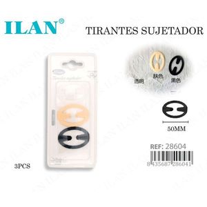Clip per spalline reggiseno Ilan 50mm 3 pezzi, opzioni colore nero trasparente per reggiseni - Product Image 1