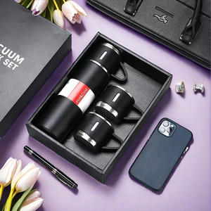 Thermos portable en acier inoxydable pour affaires, 500 ml, coffret cadeau, 3 couvercles, double paroi, isolation sous vide, anti-fuite, antidérapant - Product Image 4