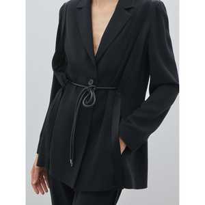 Blazer para Mujer con Cinturón de Cordón con Detalle de Nudos, Manga Larga, Tela de Lana Peinada Antiarrugas, 220 Gramos - Product Image 2