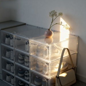 Boîte de rangement pour chaussures, organisateur de chaussures pour baskets, étagère à chaussures en plastique transparent, armoire à chaussures, boîtes à chaussures en <span class=keywords><strong>acrylique</strong></span> transparent - Product Image 6