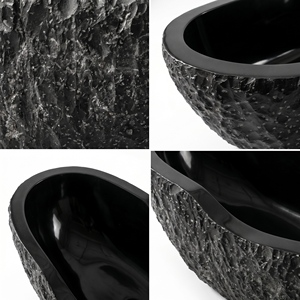 Baignoires ovales modernes sur mesure de luxe en marbre noir/jade encre exclusif – Baignoire autoportante en marbre pour salle de bain, villa, hôtel - Product Image 4