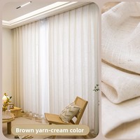 Tissu de rideau en voile de coton et lin japonais, voilage filtrant la lumière, pour chambre d'hôtes, hôtel, café