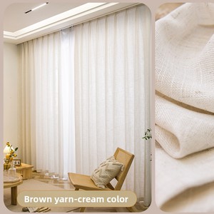 Tela de gasa de algodón y lino de estilo japonés, cortinas transparentes que transmiten la luz, estilo de madera Natural no transparente para casas de huéspedes - Product Image 6