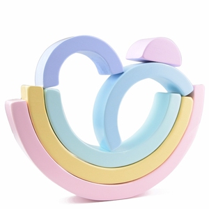 Gioco di Impilamento Arcobaleno Montessori, Giocattolo Educativo, Blocchi di Costruzione in Legno, Ponte ad Arco Arcobaleno in Legno - Product Image 2