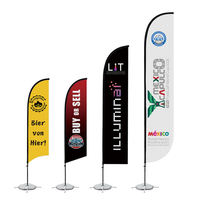Drapeaux de plage sportifs personnalisés en gros, bannières plume en polyester avec impression par sublimation, pour promotion d'événements extérieurs, bannières volantes