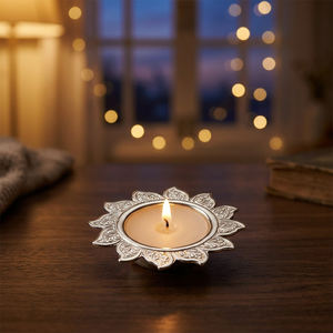 Silver Plated Brass Tea Light Holder | Handmade Durable Eco-Friendly Portable Easter <b>Christmas</b> Home Decor Table <b>Centrepiece</b> | - Product Image 6