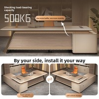 LBZ-159X Ensemble de bureau et chaise de direction haut de gamme de luxe avec design en forme de L, mobilier de bureau exécutif moderne et minimaliste