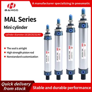 Bahoo MAL Series Aluminium Alloy Mini Pneumatic Air Cylinder With PT/NPT Port 16/20/25/32/40-25/50/75/100/125/150