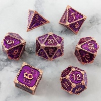 Ensemble de dés de jeu de rôle D&D en métal, 10 couleurs disponibles, avec chaîne mode et dragon polyédrique sculpté, vente en gros