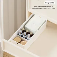 Boîte de rangement à tiroirs rectangulaire en PP, séparateur réglable rétractable, empilable, capacité de 1 L, pour ustensiles de cuisine, cosmétiques de bureau