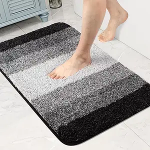 Çevre dostu kalın peluş makine yıkanabilir emici yumuşak mikrofiber Shaggy banyo Mat