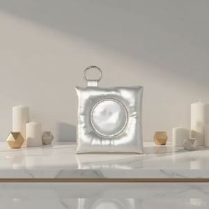 Portable Puffer Makeup Square Travel Mini Pocket Mirror Keychain Bag Pendant Decoration <b>for</b> Handbag - Product Image 3