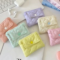 Nouvelle Pochette Matelassée à Motif Losanges avec Boutons Pression 2026, Porte-Monnaie, Porte-Cartes, Pochette de Rangement Multifonctionnelle, Portefeuilles Couleurs Bonbon pour Filles