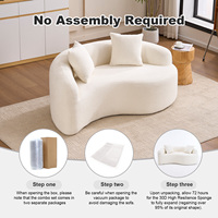 LY-042 S-förmiges Chenille-Ecksofa mit Doppeltiefe (21,3\" 26,8\") Weiß Ohne Montage Kompakt für Kleine Räume 400 Pfund 66,9\" L