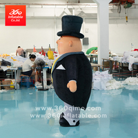 Costume gonflable personnalisé 360 degrés, costume de gentleman, grande mascotte de dessin animé, publicité gonflable pour événements en plein air